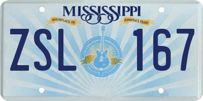 MS license plate ZSL167