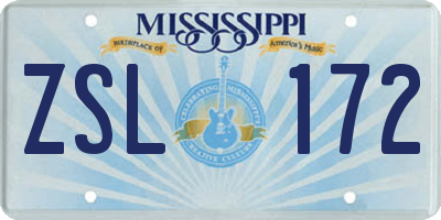 MS license plate ZSL172