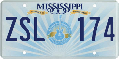 MS license plate ZSL174