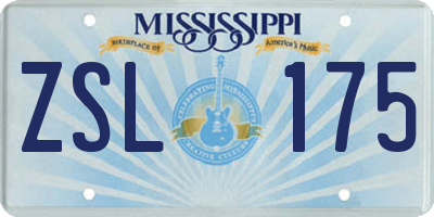 MS license plate ZSL175