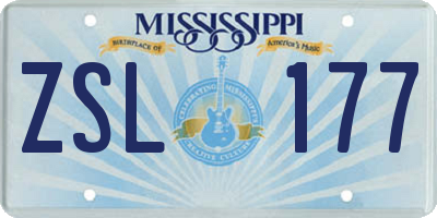 MS license plate ZSL177
