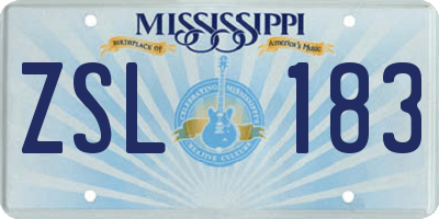 MS license plate ZSL183