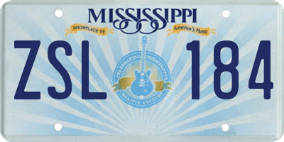 MS license plate ZSL184