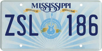 MS license plate ZSL186