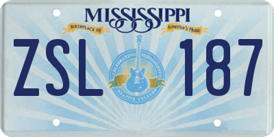 MS license plate ZSL187