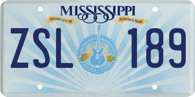 MS license plate ZSL189