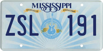 MS license plate ZSL191