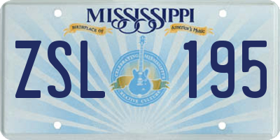 MS license plate ZSL195