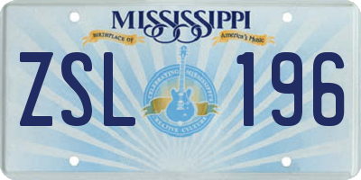 MS license plate ZSL196