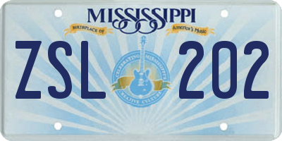 MS license plate ZSL202
