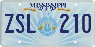 MS license plate ZSL210