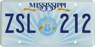 MS license plate ZSL212