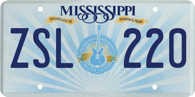 MS license plate ZSL220