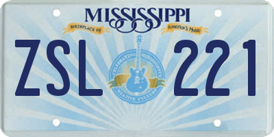 MS license plate ZSL221