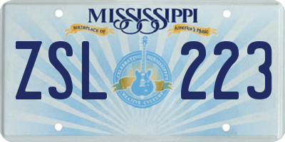 MS license plate ZSL223