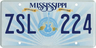 MS license plate ZSL224