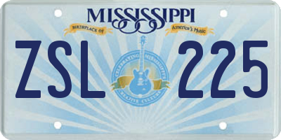MS license plate ZSL225