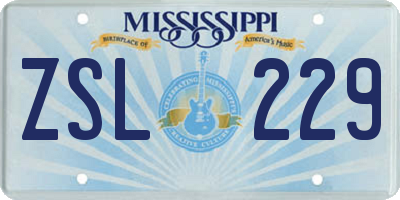 MS license plate ZSL229