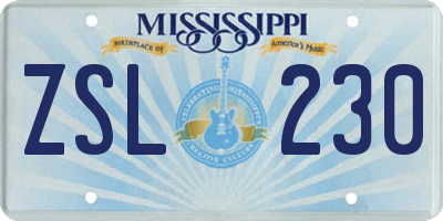 MS license plate ZSL230