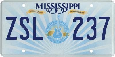 MS license plate ZSL237