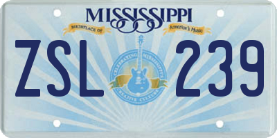 MS license plate ZSL239