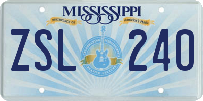 MS license plate ZSL240