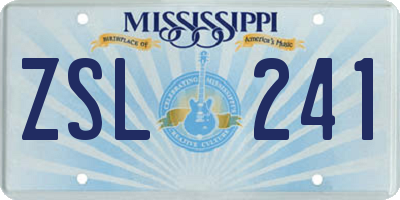 MS license plate ZSL241