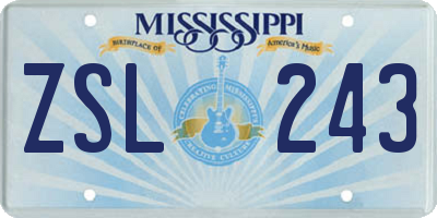 MS license plate ZSL243