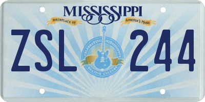 MS license plate ZSL244