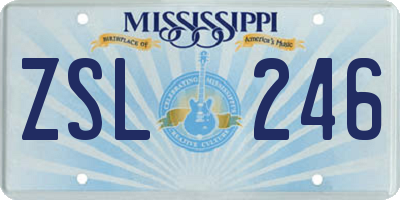MS license plate ZSL246