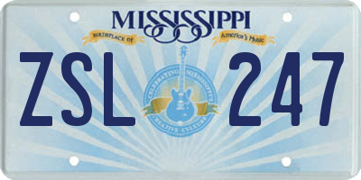MS license plate ZSL247