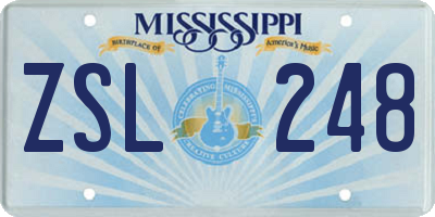 MS license plate ZSL248