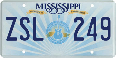 MS license plate ZSL249
