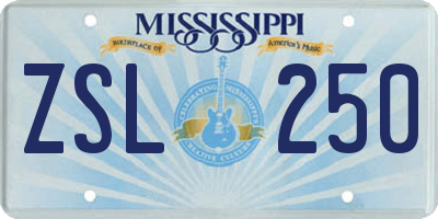 MS license plate ZSL250