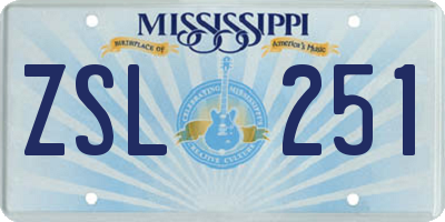 MS license plate ZSL251