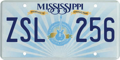 MS license plate ZSL256