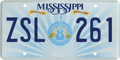 MS license plate ZSL261