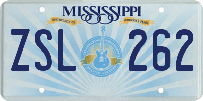MS license plate ZSL262