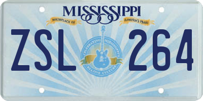 MS license plate ZSL264