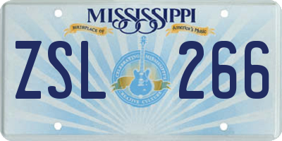 MS license plate ZSL266