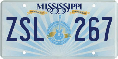MS license plate ZSL267