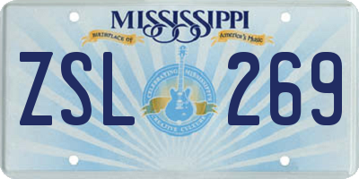 MS license plate ZSL269