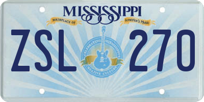 MS license plate ZSL270