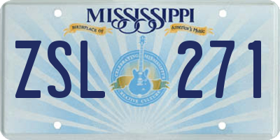 MS license plate ZSL271