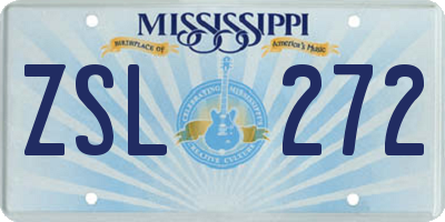 MS license plate ZSL272