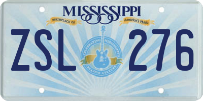 MS license plate ZSL276