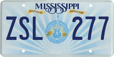 MS license plate ZSL277