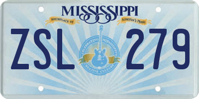 MS license plate ZSL279