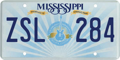 MS license plate ZSL284