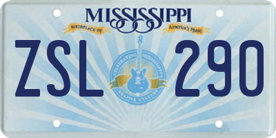 MS license plate ZSL290